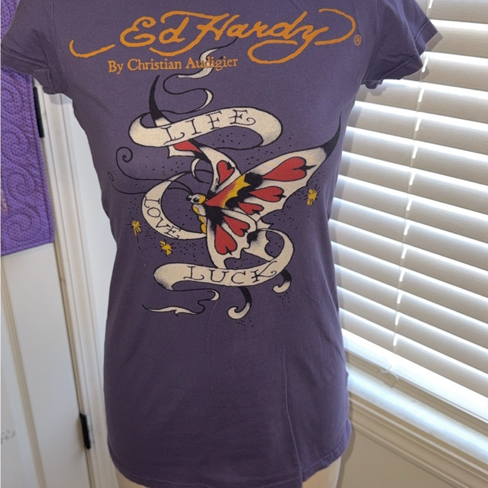 Ed Hardy Purple Graphic Tee